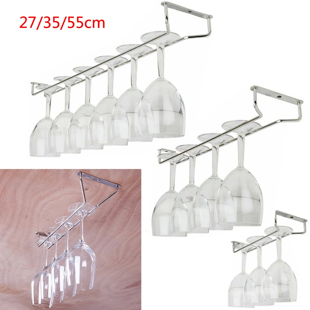 

27/35/55cm Wine Glass Hanger Rack Stemware Glasses Home Bar Pub Holder Stainless Steel Kitchen Tools