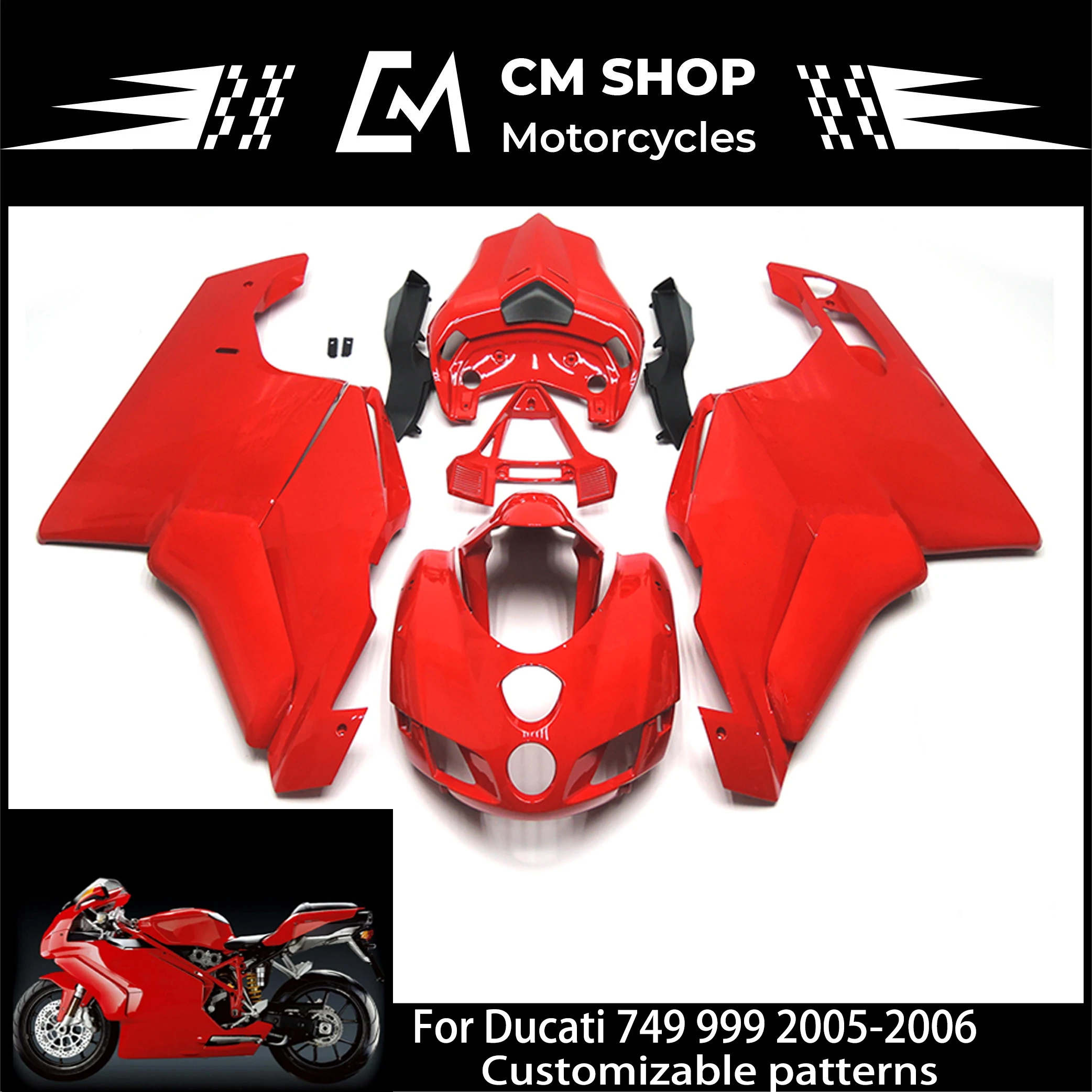 

Обтекатель для нового мотоцикла Ducati 749 999 полный обтекатель 2005-2006 05 06 комплект корпуса из АБС-пластика обтекатель на заказ крутой корпус