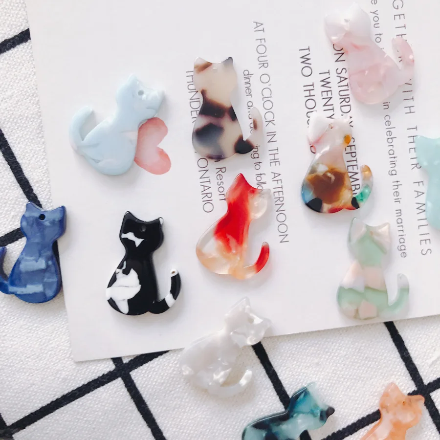 

10Pcs Kawaii Cat Flat back Resin Planar Cartoon Acrylic Flatback Cabochon DIY Handmade Charm Jewelry Earring Pendant Accessories