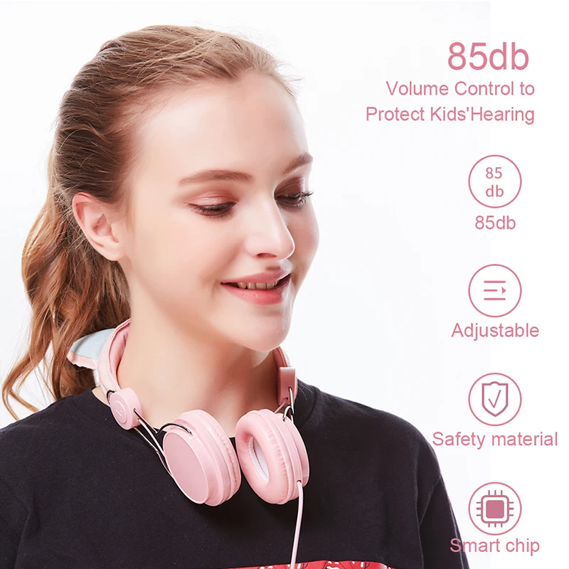 Cute Kids Headphones With Microphone Unicorn Wired Cascos Mobile Phone Gamer Headset Girl Music Helmet with Bracelet Gifts