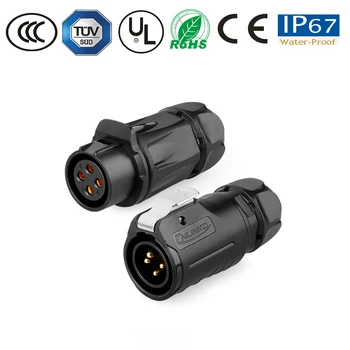 

IP67 M20 4pin waterproof connector led lamp electronics monitor TV power cable/wiring connector round pastic plug socket