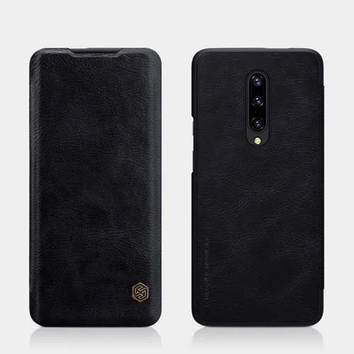Для OnePlus 7 Pro чехол для телефона чехол NILLKIN Qin из натуральной кожи флип чехол для OnePlus 7 Pro Чехол Funda с чехлом для телефона - Цвет: black phone case