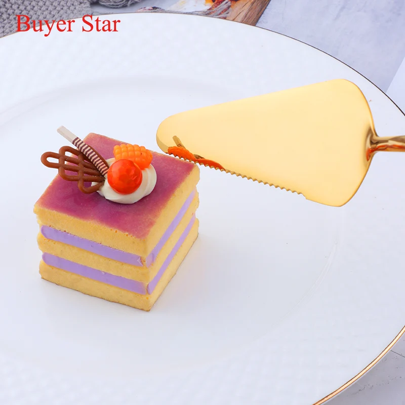 2PCS Stainless Steel Cake Shovel Golden Pizza Cheese Service tools Knife Baking Cooking Tools set bakeware metal Turner Divider