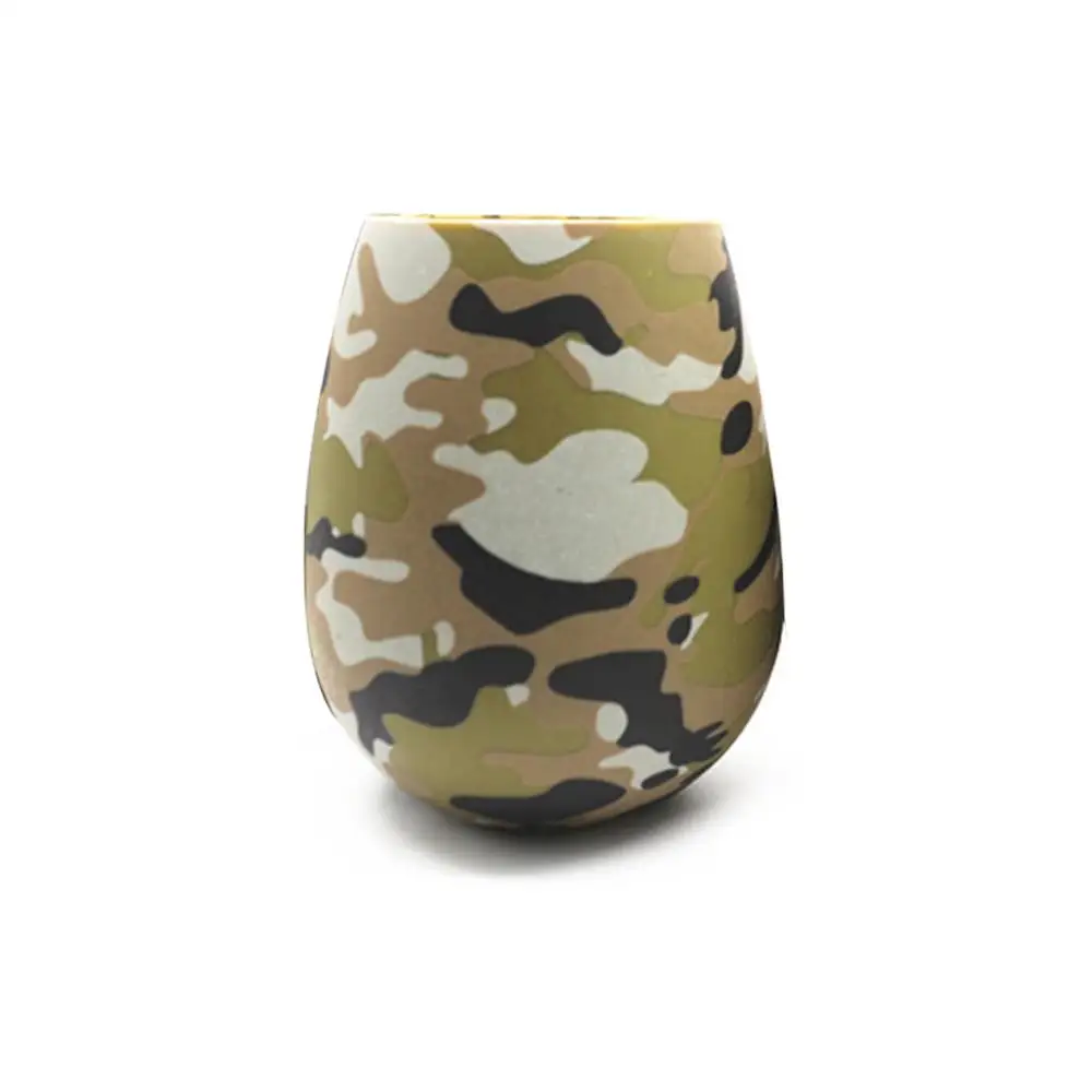 F Unbreakable Silicone Wine Glasses Tumbler Portable Printed Outdoor Beer Drinking Cup for Travel Picnic Pool Camping Reusable - Цвет: F