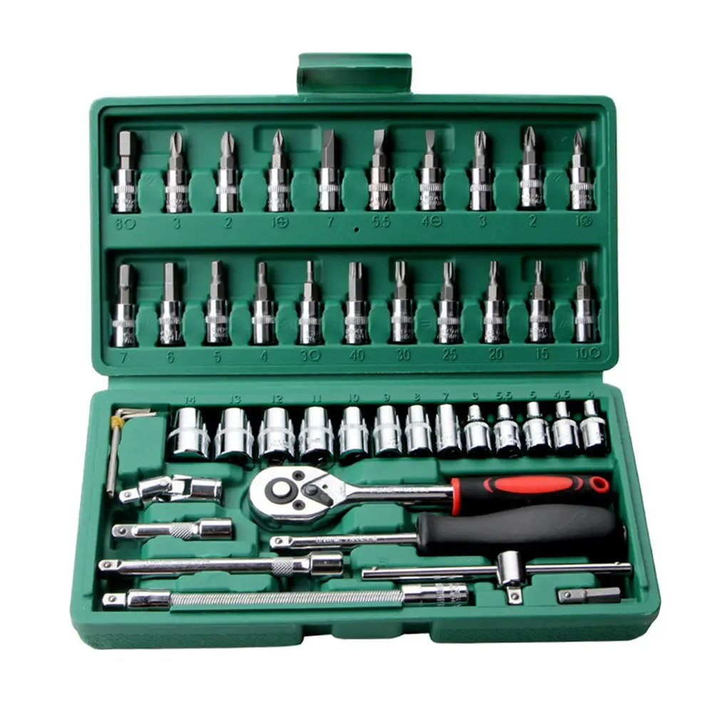 

2020 46PCS/SET Ratchet Torque Wrench Kit Hand Tools For Car Socket Set Durable Spanner Socket Set Car Repair Tools
