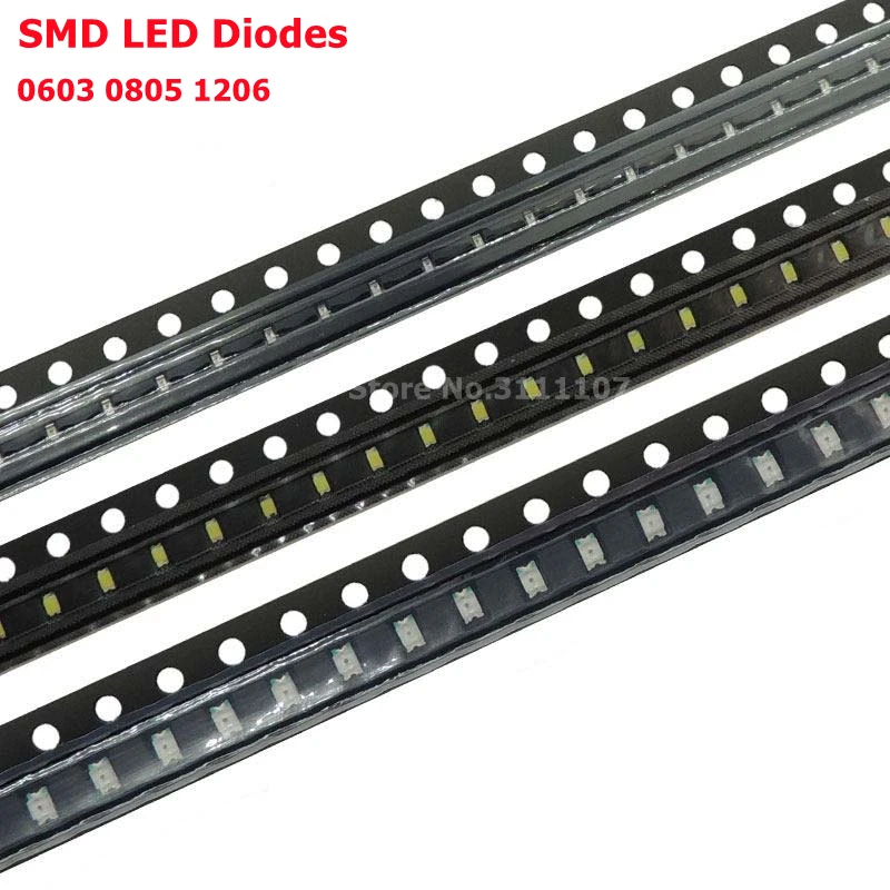 

100pcs 0402 0603 0805 1206 1210 smd led Red Yellow Green White Blue light emitting diode Clear LED Light Diode Set