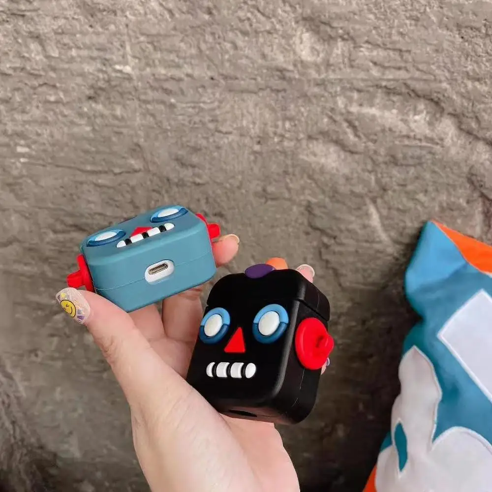 Мультяшный робот игровой ящик Airpod для Apple iPhone Airpod защитный чехол Противоскользящий брелок беспроводной наушник противоударный чехол