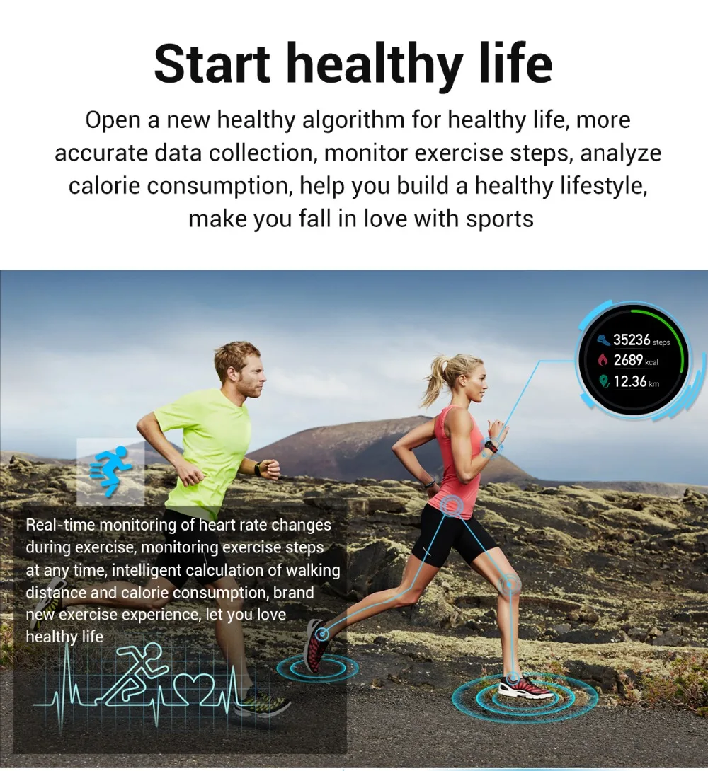 2020 New L6 Smart Watch Ip68 Waterproof Sport Men Women Fitness Tracker Heart Rate Monitor Smart Bracelet
