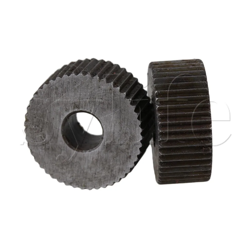 Knurling Tool Set 2pcs 1.2mm Pitch Silver Single Straight Wheel Linear Knurl Wheel