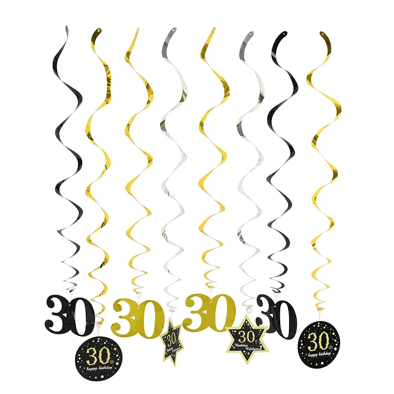 8Pcs 30th spiral 1st 30th 40th 50th фоторамка на день рождения для детей и взрослых декоративная бумага для вечеринок с днем рождения фоторамка - Цвет: 8Pcs 30th spiral