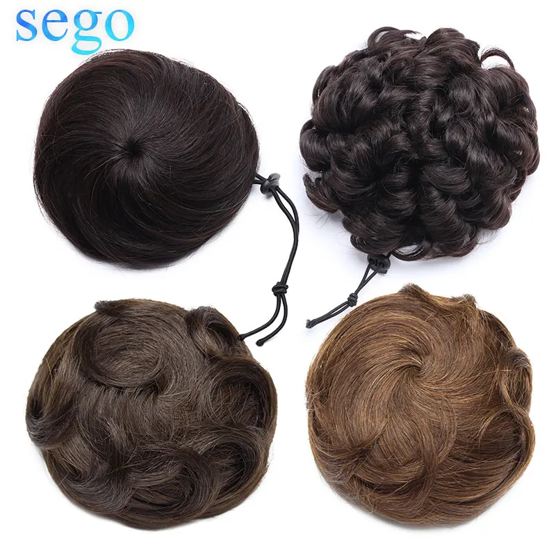 Tanie SEGO 30g 100% prawdziwe ludzkie włosy pączek Chignon dla kobiety nie Remy Bun kawałki włosów 2 klipy w 7 kolorach dostępne
