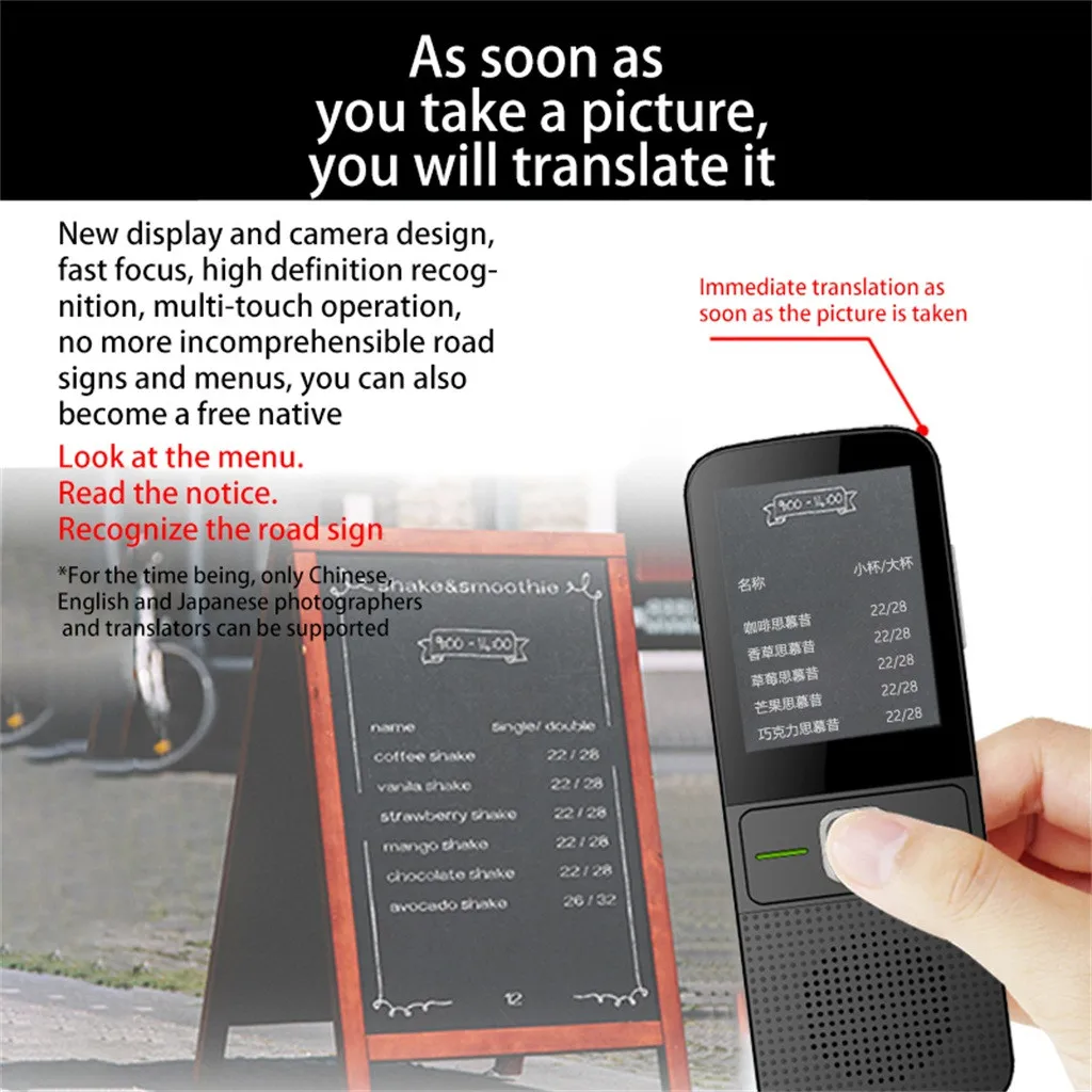 Многоязычный портативный смарт-переводчик в режиме реального времени поддержка голоса 137 язык s с WiFi камерой перевод 2,4 дюймов экран
