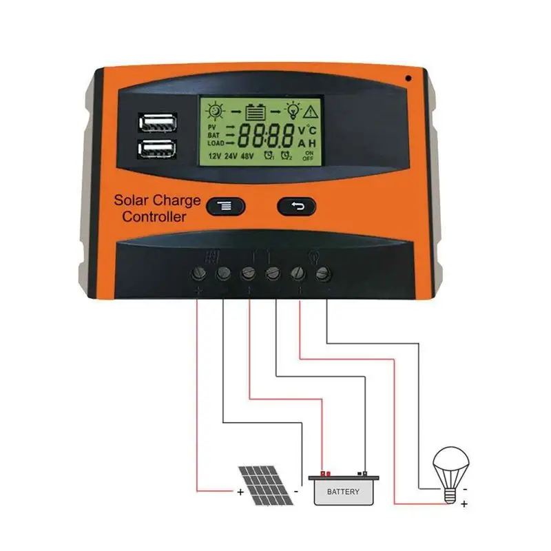 ELEG-20A 12 В 24 в Солнечный контроллер с ЖК-функцией Dual USB 5VDC Выходная панель солнечных батарей регулятор заряда батареи