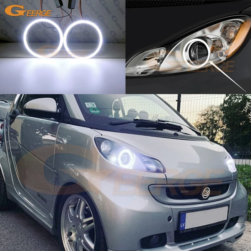 For Smart Fortwo W451 2007 2008 2009 2010 2011 2012 2013 2014 Excellent Ultra Bright COB Led Angel Eyes Halo Rings Day Light