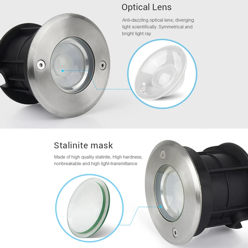 Светодиодный подземный светильник Miboxer 5 Вт/9 Вт светодиодный RGB + CCT ПОДЧИНЕННЫЙ IP68