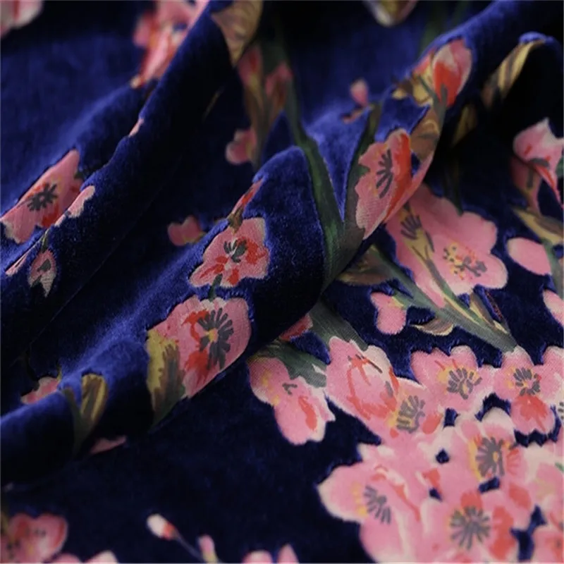 Winter Spring Silk Burn Out Velvet Fabric Shiny Transparent  Beauty Plum Blossom for Women Clothing Dress Evening Gown