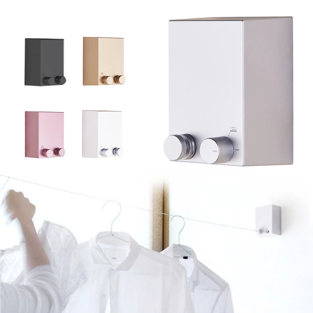 5/4 Line Wall Mount Retractable Clothesline Indoor Laundry Hanger Bathroom Dryer 