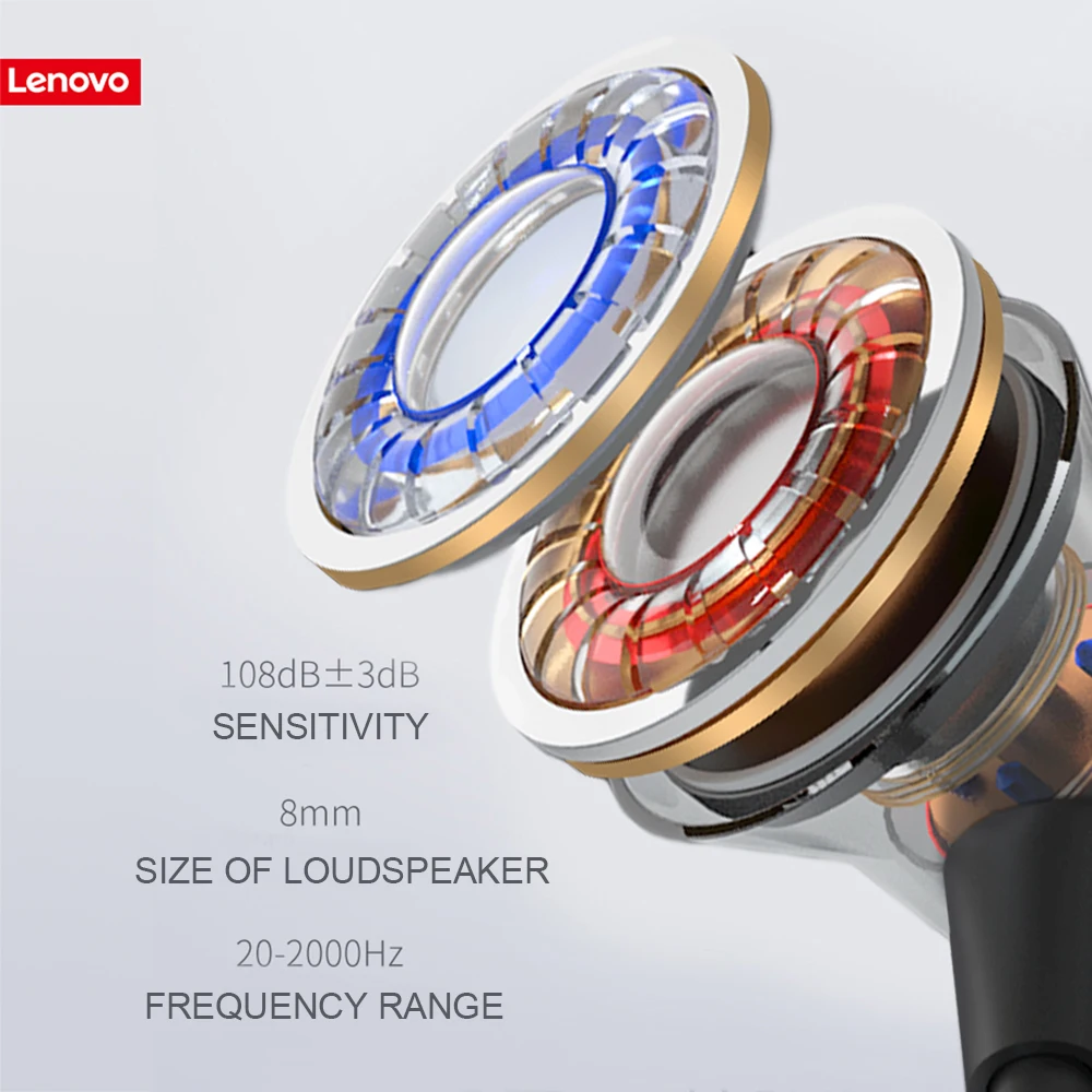 Lenovo Bluetooth 5,0 наушники IPX5 водонепроницаемые Беспроводные спортивные наушники перезаряжаемые наушники с микрофоном шумоподавление Гарнитура