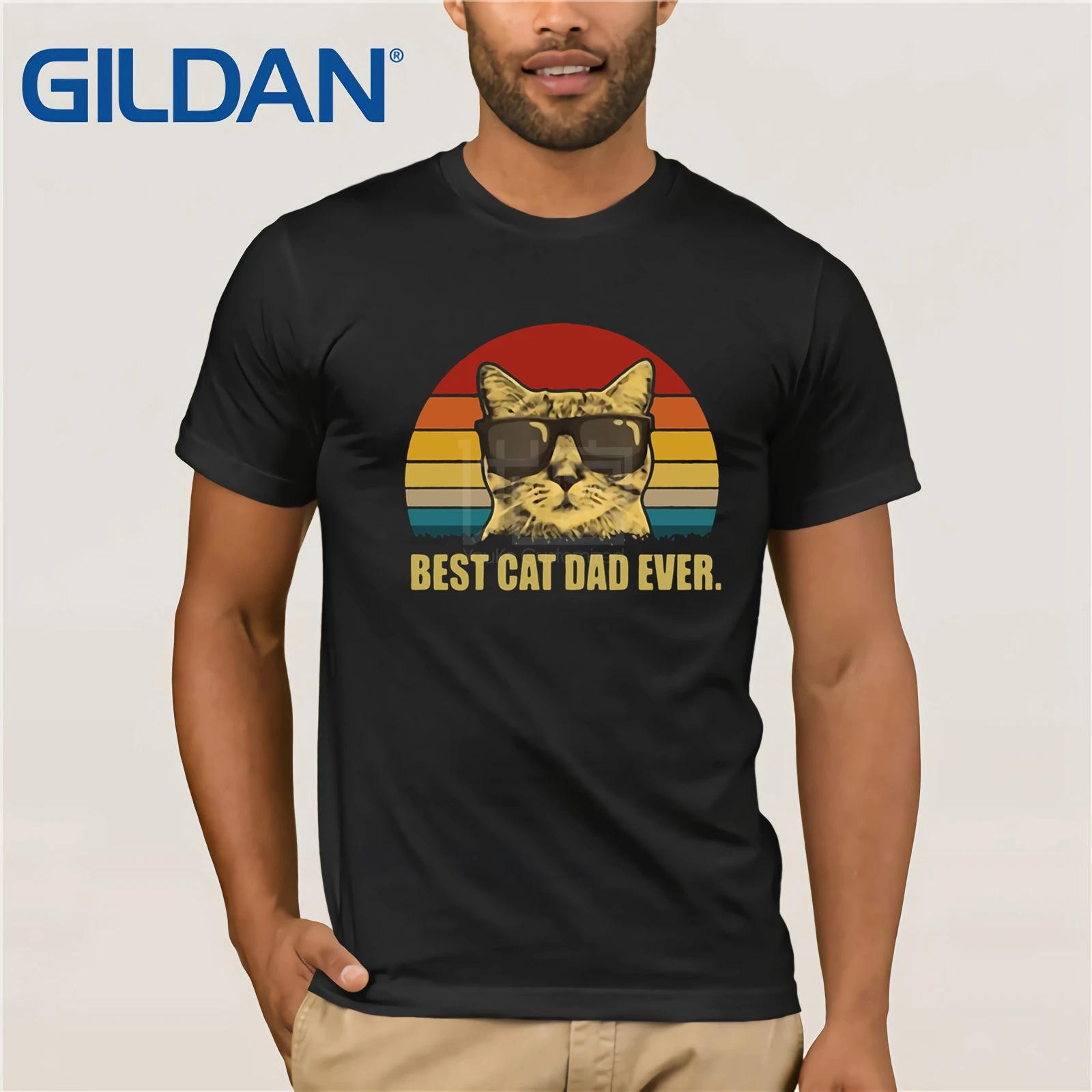 Мужская футболка с коротким рукавом Best Cat Dad Ever рубашка закат Лето 2019|Футболки| |