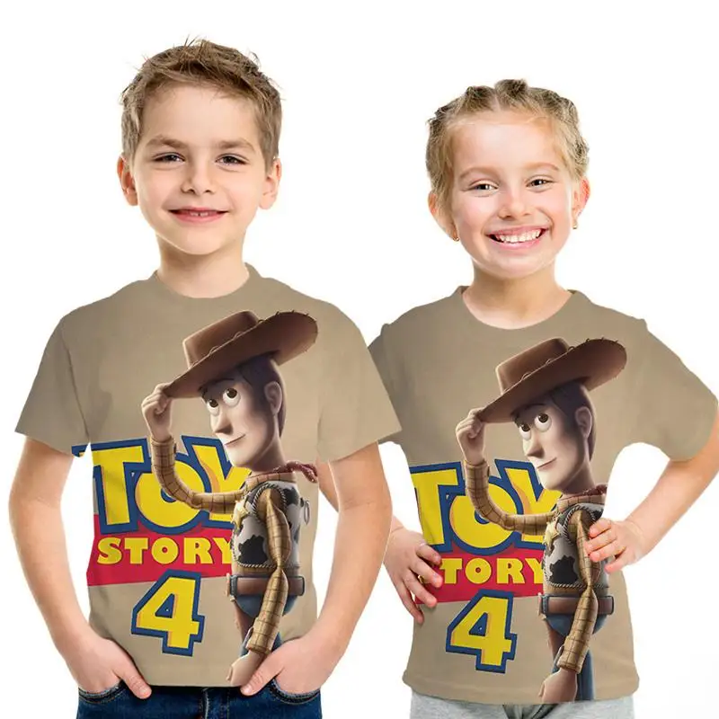 Новейшая забавная рубашка для отдыха с 3d принтом для мальчиков и девочек, детская модная крутая футболка с 3D-принтом «История игрушек», 4 мультфильма, Детская футболка с короткими рукавами