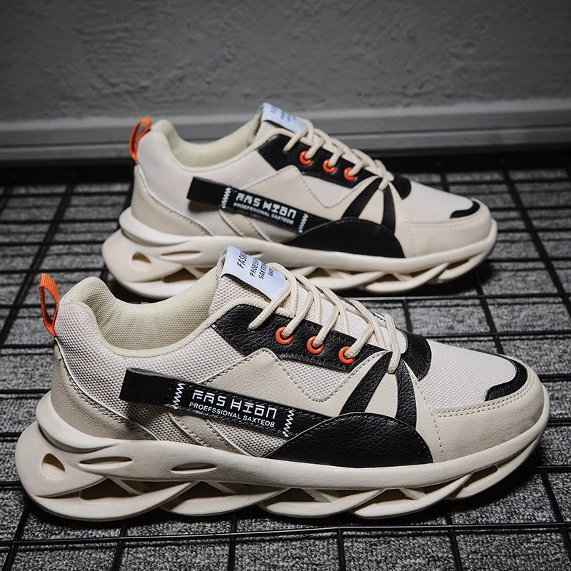 Men's running shoes mesh breathable sports shoes lace non-slip wear-resistant jogging shoes fitness training student shoes