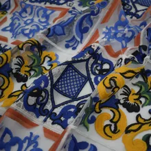 3 ярда синий и белый фарфор высокого класса сетка вышивка ткань для кружевного платья Базен riche getzner tissu telas tissus stoffen