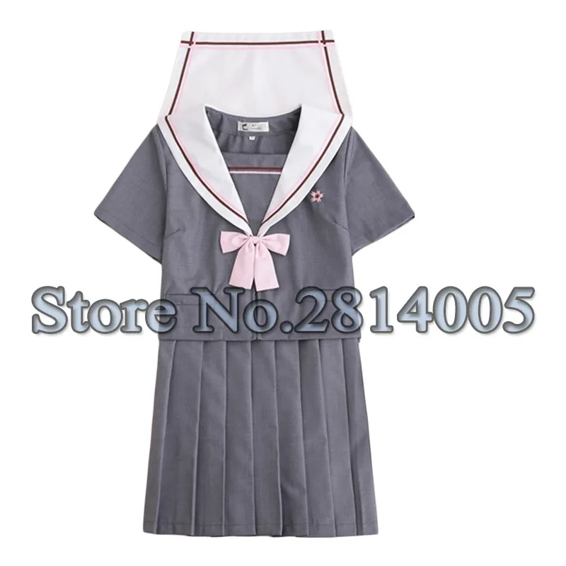 Short Sleeve Set Японская школьная форма аниме COS костюм моряка JK темно-синий Стиль студентов Одежда для девочек s-xxl - Цвет: Short Sleeve Set