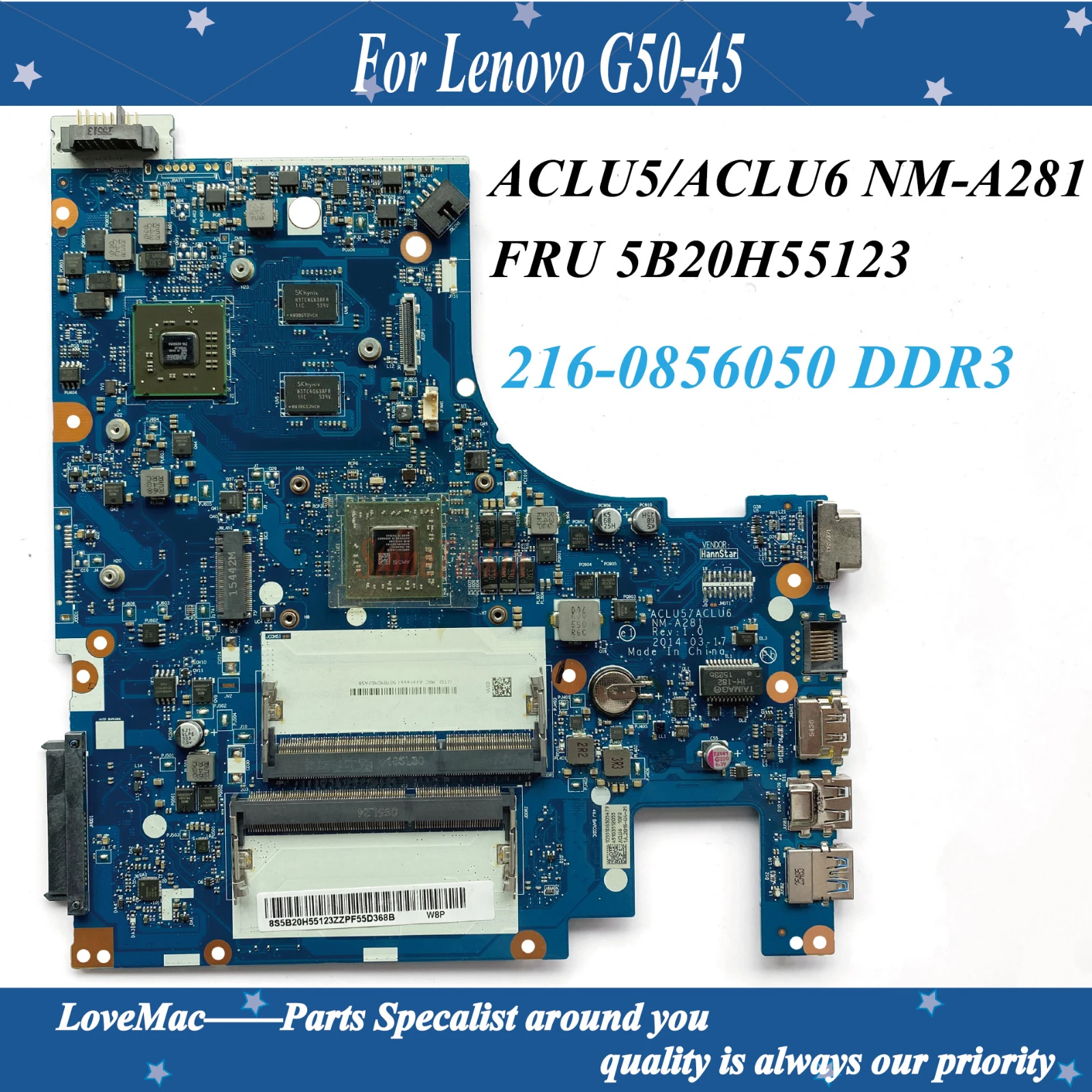 Высокое качество FRU 5B20H55123 для Lenovo G50-45 Материнская плата ноутбука ACLU5/ACLU6 NM-A281 A4-6210U