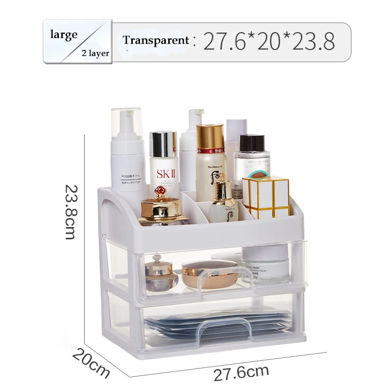 Настольная коробка для хранения косметики, канцелярских принадлежностей, ящик для шкафа, отделочная коробка для хранения ювелирных изделий, пластиковая коробка для хранения, 2,3 слоев