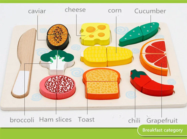 Детские деревянные игрушки ролевые игры кухонные игрушки резка фруктов и овощей образование игрушки в виде угощений для детей Мать Сад childre