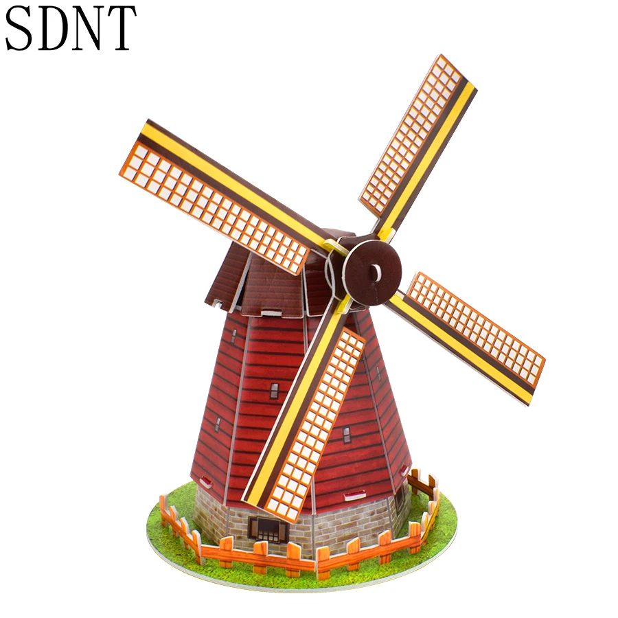 

Dutch Windmill Puzzle Model Toys 3D World Attractions Educational Handmade Cardboard Puzzles Models Toy Gift for Kids Decoration