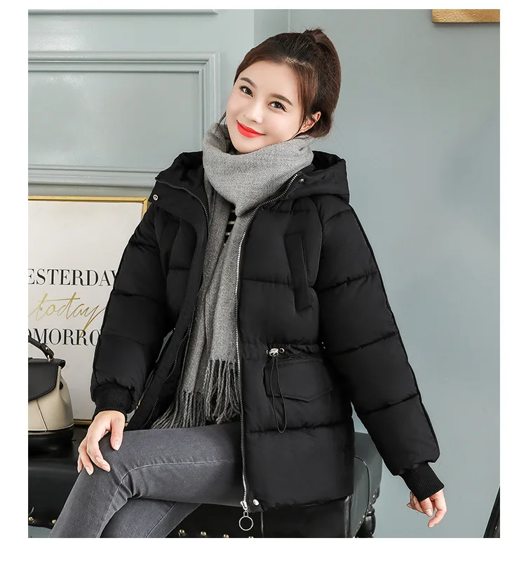 Зимняя женская куртка Manteau Femme Hiver Parkas Mujer размера плюс, пальто с капюшоном, хлопковая плотная Черная Женская одежда, теплая куртка