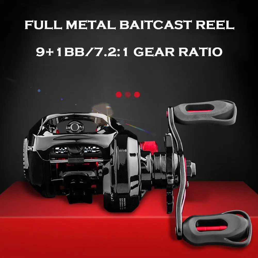 Катушка для литья приманки Baitcast 9+ 1BB 7,2: 1 высокоскоростная катушка для ловли карпа кальмара Металлическая леска катушка чашка магнитный тормоз дальнее колесо