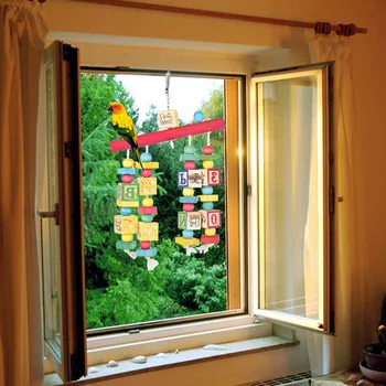 

Bird Knots Block Chewing Toy Letter Building Block Bite Standing Station Pet Climbing Hanging Ladder Random Color