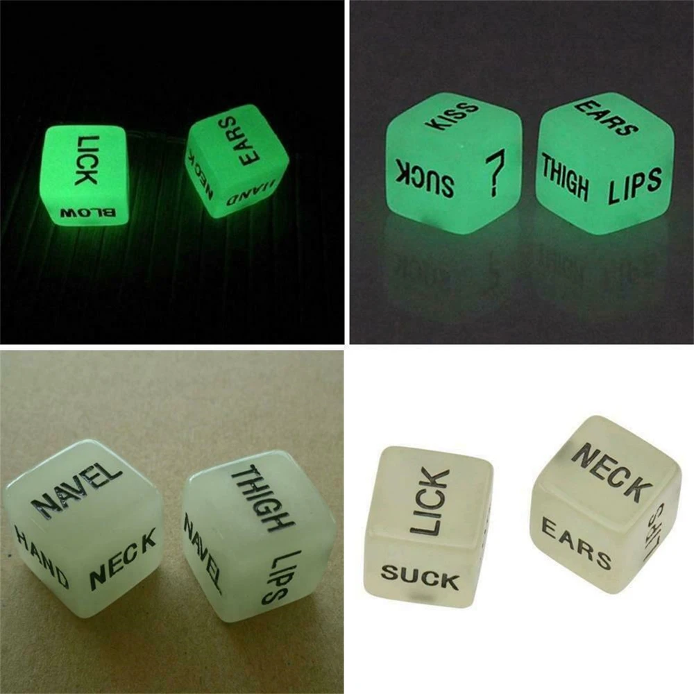 2pcs Funny Glow in Dark Love Dice Toys Adult Couple Lovers Games Aid Sex Party Toy valentines day gift for boyfriend girlfriend