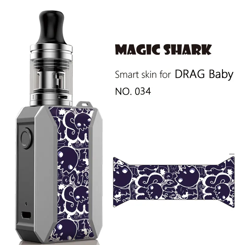 Magic Shark леопардовый чехол с рисунком черепа, наклейка, пленка для Voopoo Drag Baby, комплект из трех предметов, не выцветает 032-041