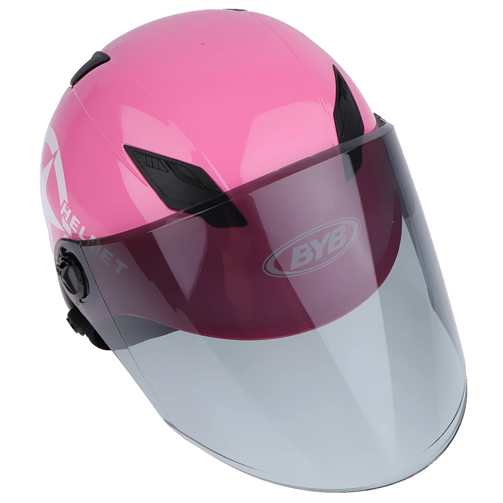 MagiDeal Motorcycle Helmet Single Shield Racing Moto Helmet Pink Tawny Lens