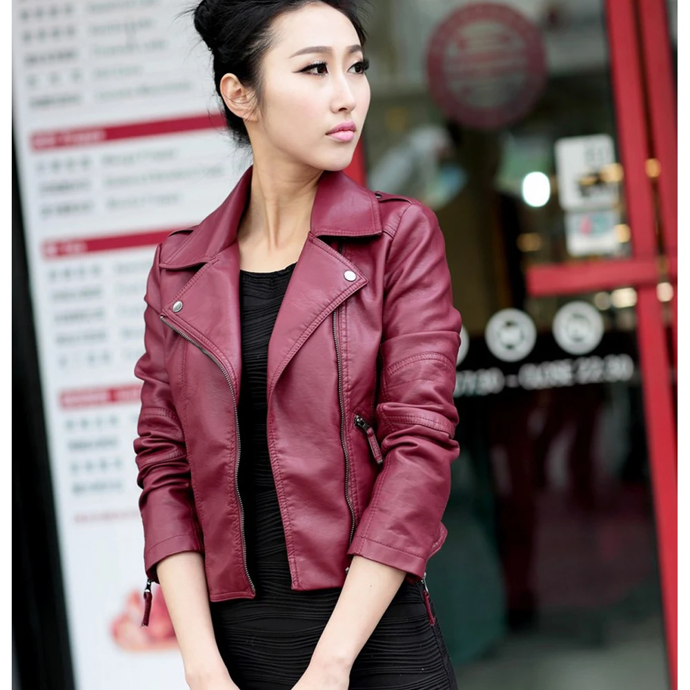 Very best  2019 Autumn Women Black Slim Cool Lady PU Leather Jackets Sweet Female Zipper Faux Femme Outwear Co