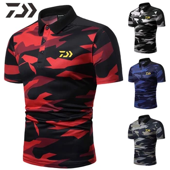 

Daiwa Clothing Camouflage Breathable Fishing Shirt Short Fishing T Shirt Men Polo Quick Dry Fishing Clothing Top Tactical Sports