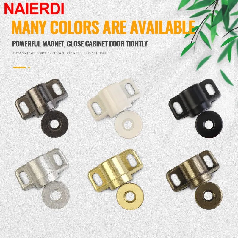 NAIERDI Strong Magnetic Cabinet Door Catches Silver Magnetic Cabinet Catches Powerful Magnet Door Closer Hardware