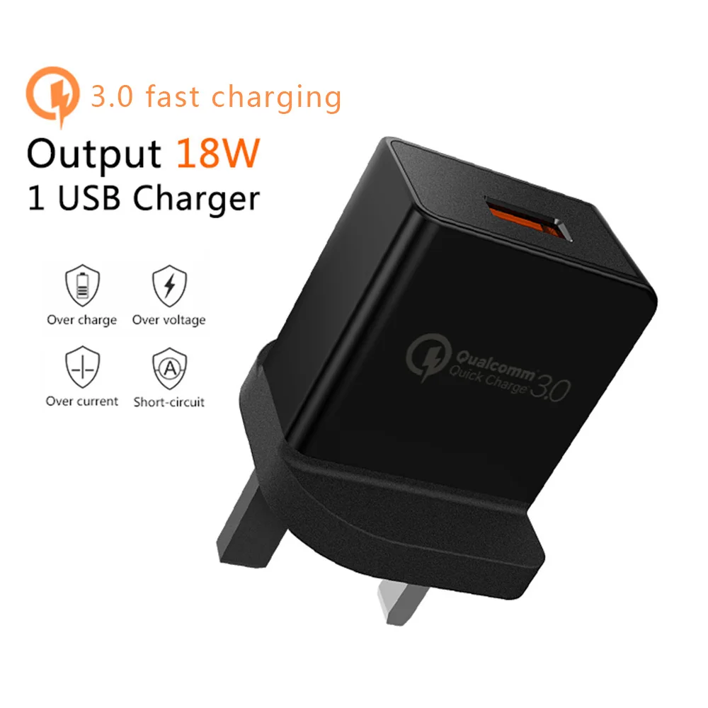 KISSCASE 18 Вт QC 3,0 быстрое зарядное устройство 3,0 USB зарядное устройство для samsung iPhone X XS 7 8 XR huawei планшет быстрое настенное зарядное устройство адаптер с британской вилкой