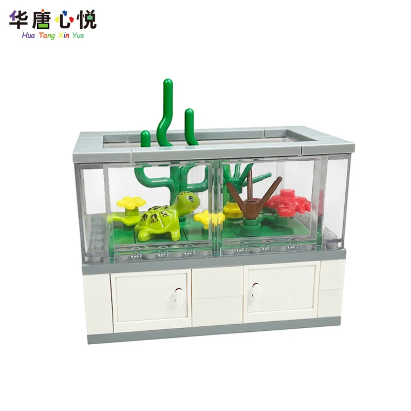 Серия городской мебели рыбка черепаха питомец строительные блоки Обучающие