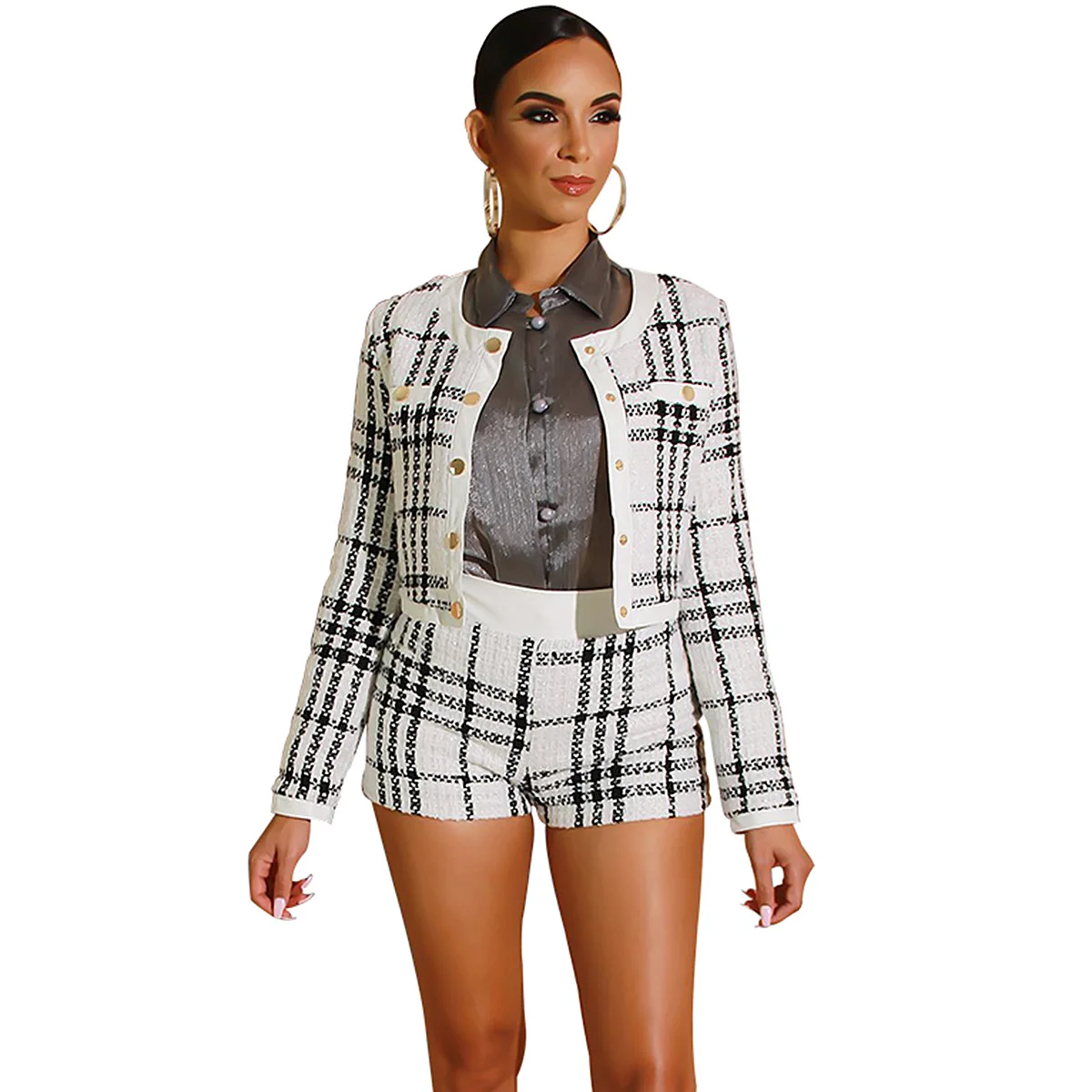 black and white checkered co ord