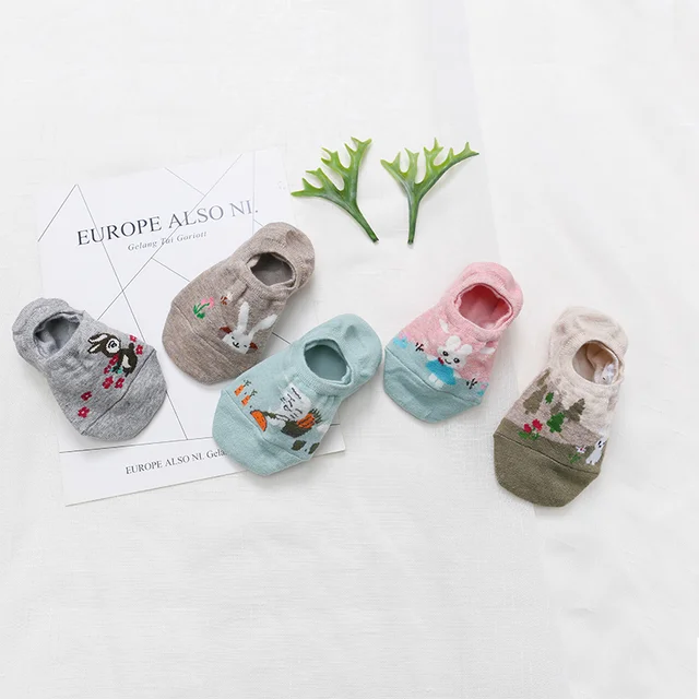 10 Piece=5 Pairs/lot Cute Animal Spring Women Socks Set Korean Style Funny Cat Dog Panda Low Cut Ankle Short Sox Happy Size34-40 4