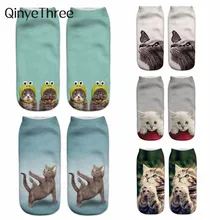 Забавные милые женские короткие носки с объемным принтом котенка; модные зимние носки унисекс; Рождественский подарок с рисунком кота; Прямая поставка