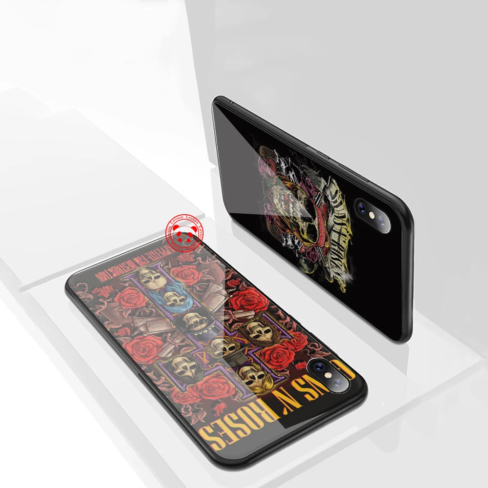 157d Пистолеты n roses Стекло чехол для Xiaomi 8 Lite 9 A1 A2 5X 6X Redmi 4X 6A Примечание 5 6 7 Pro