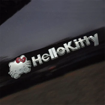 

1PCS Car styling metal Hellokitty Body Emblem Car Motorcycle 3D sticker Auto Badge Stickers Decals Silver Accessories