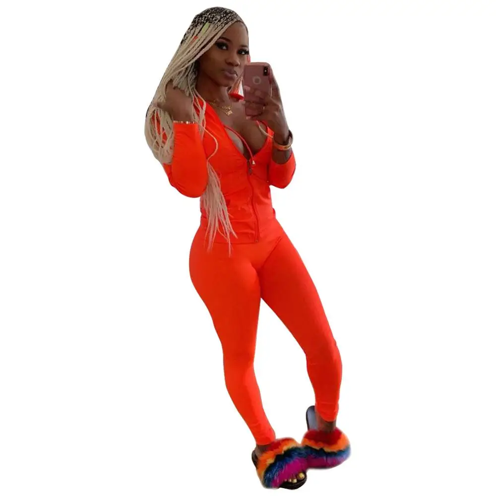 orange Wjustforu комплект из двух предметов, спортивный костюм для женщин, осенне-зимние топы с капюшоном и длинными рукавами и штаны, спортивные костюмы, комплекты из 2 предметов - Цвет: orange