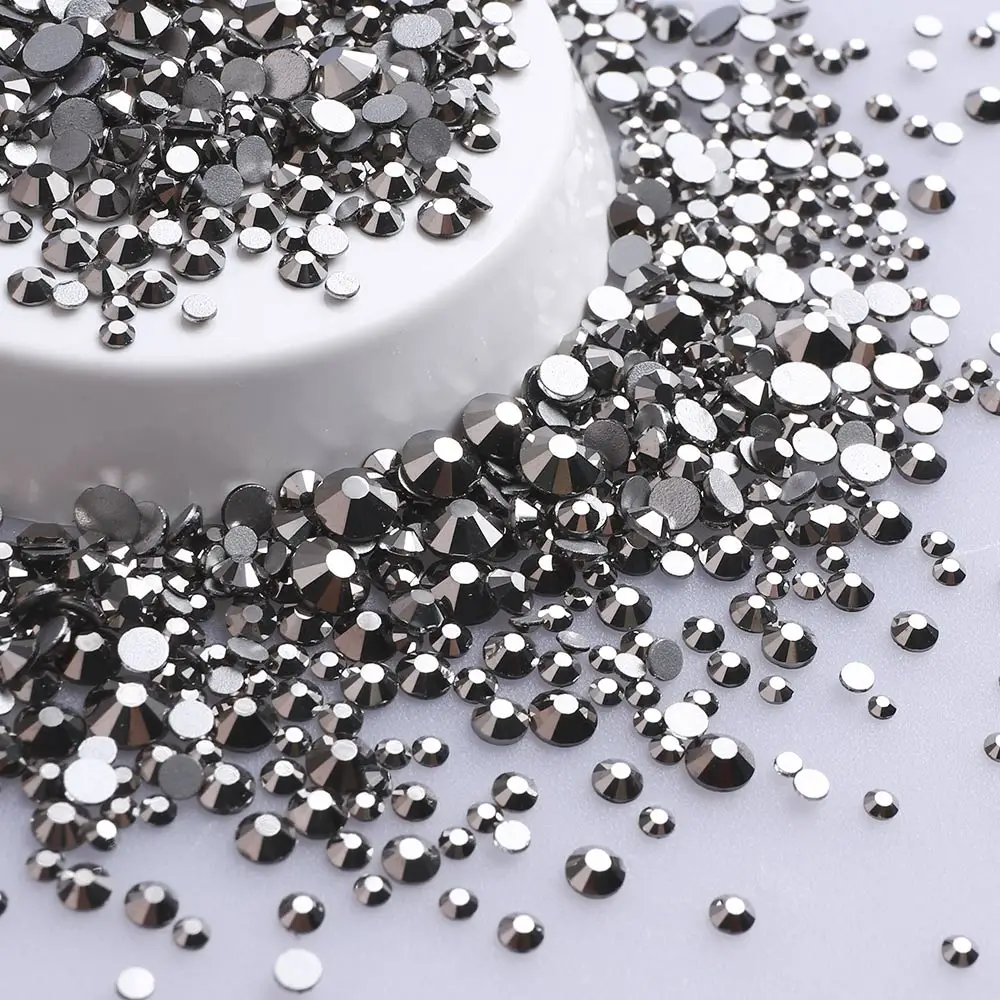 Mix Size Black Diamond Flat Back Rhinestones for Face Self-adhesive Crystal Beads Loose Precious Stones Diamond Painting Jewelry