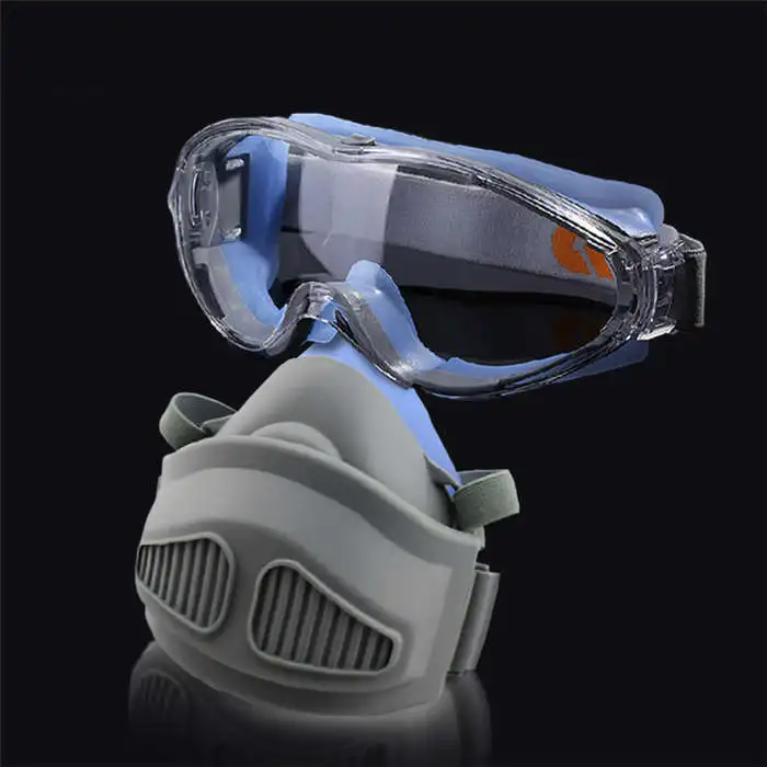 CKH-9500B-136FW Анти-ударные защитные очки+ силиконовая защитная Пылезащитная маска респираторный набор спортивные велосипедные прозрачные линзы очки рабочие краски наборы - Color: CKH-9500B-136FW